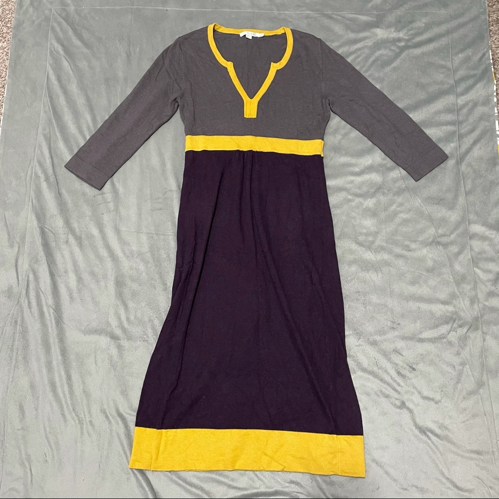 Boden Grey Purple Colorblock Dress EUC Size 6L